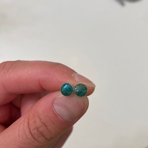 Green stone stud earrings